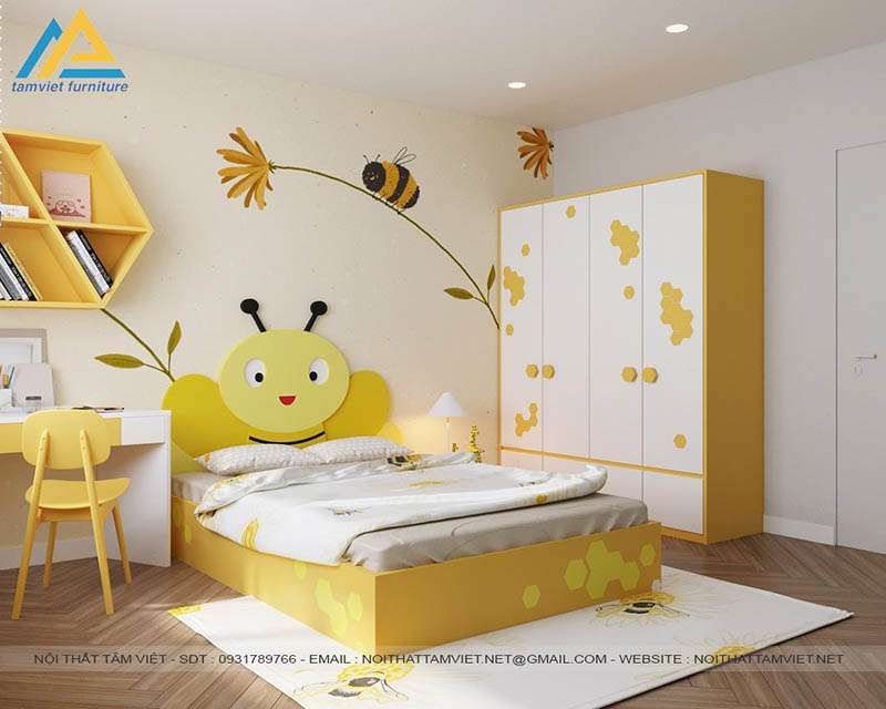 Giường ngủ hình chú ong vàng xinh xắn dễ thương