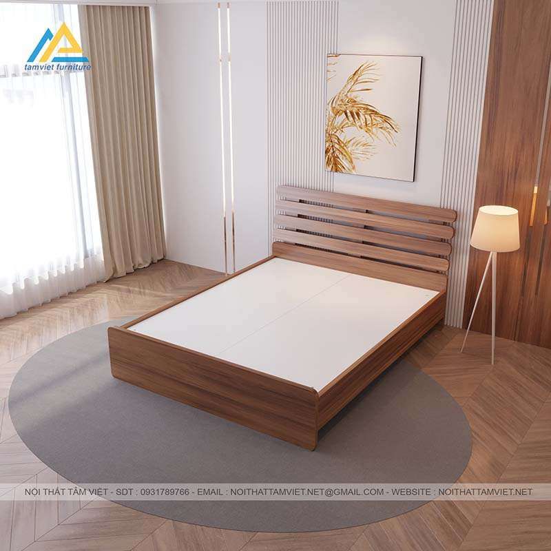 Mẫu giường có kiểu dáng hiện đại, đơn giản nhưng rất tinh tế, trang nhã