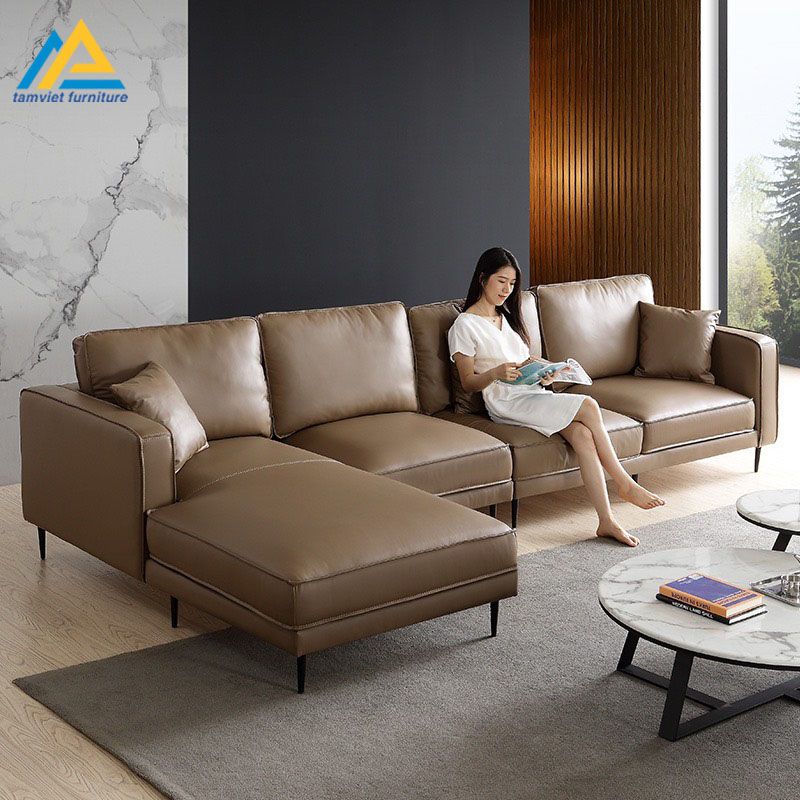 Ghế sofa da góc L SD-52 hiện đại