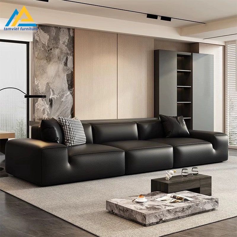 Mẫu sofa da màu đen SD-64