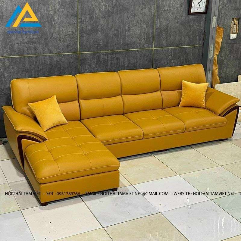 Sofa da chữ L màu cam SD-12 hiện đại cá tính