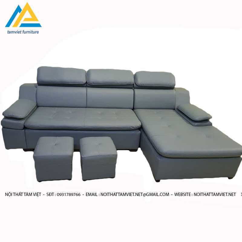 Bộ sofa da chữ L kèm ghế đôn SD-04