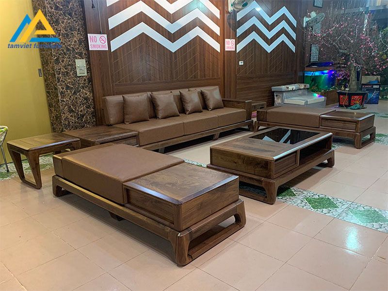 Sofa gỗ nệm da cao cấp SG-01