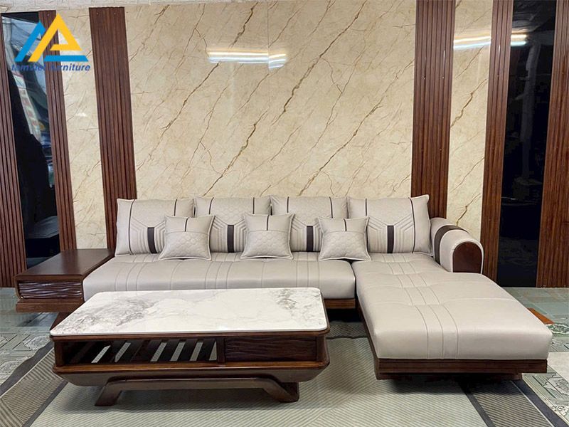 Sofa gỗ nệm da cao cấp SG-18