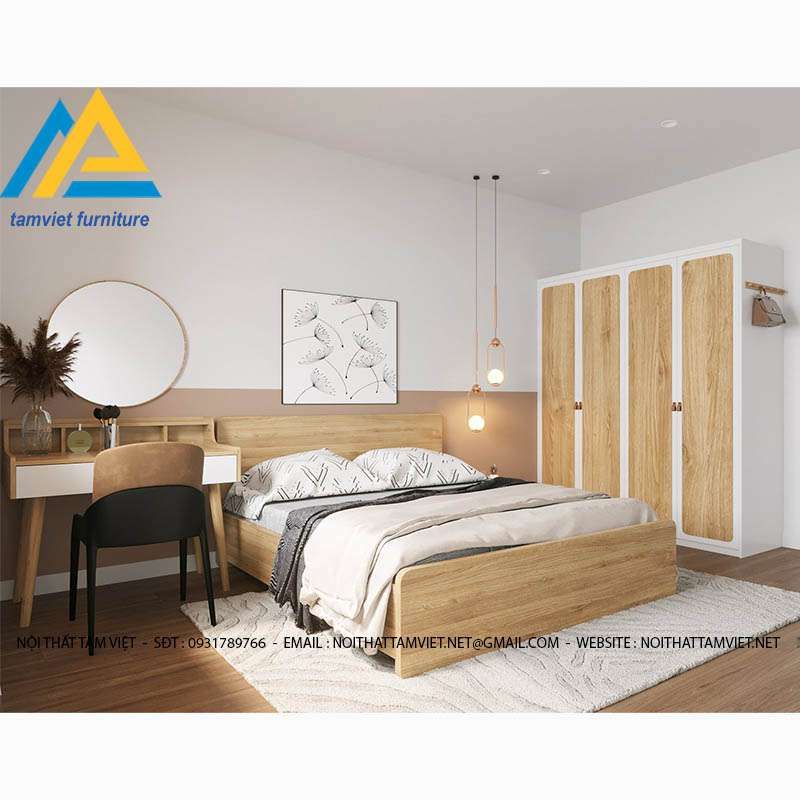 Combo giường tủ phòng ngủ gỗ công nghiệp CPN-11