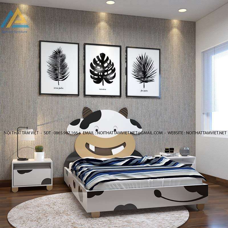 Giường cho bé trai hình con bò